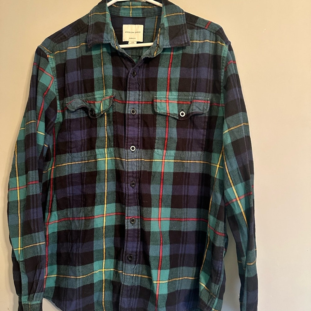 American Eagle Outfitters Plaid Shirt - Blue, Green, Black